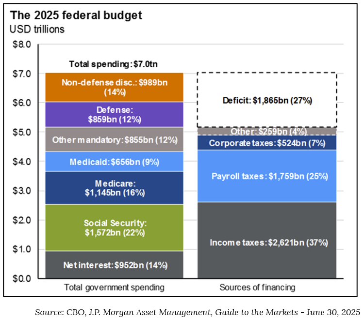 Graphic depiction of the 2025 US federal budget 