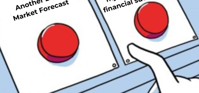 Choice of two red buttons, one for a market forecast the other for simple behaviors that ensure success